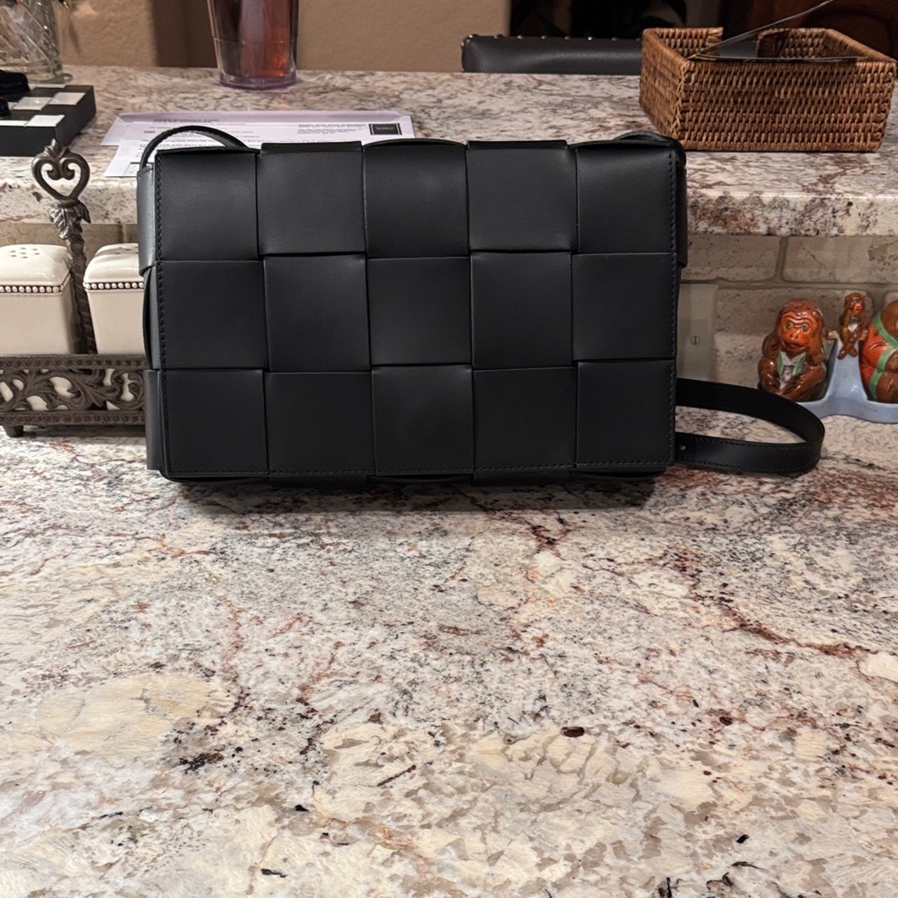 Sleek Black Woven Men's Messenger Bag